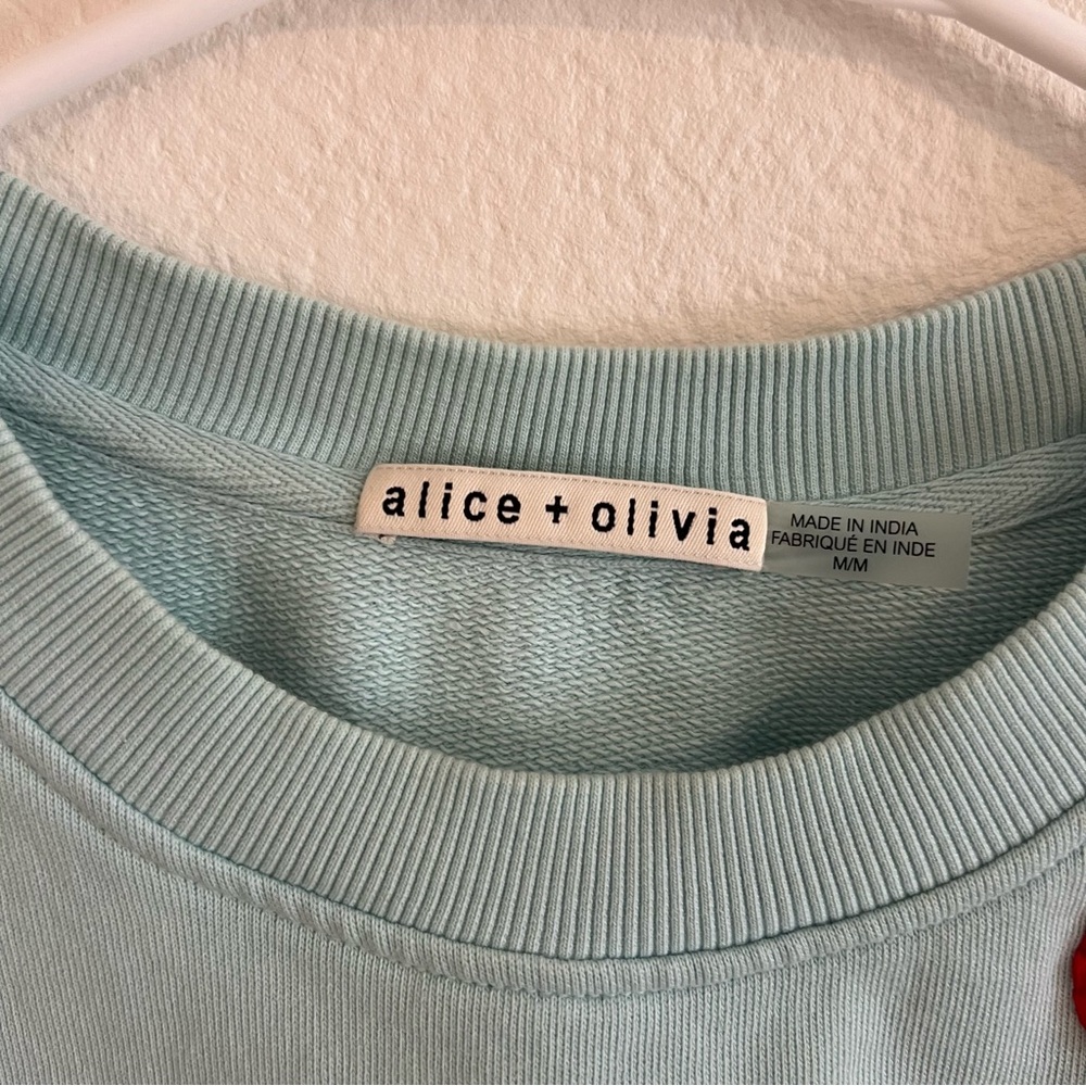 Alice + Olivia Gaia Embroidered Blouson Sleeve Sweatshirt - Blue - Picture 6 of 9